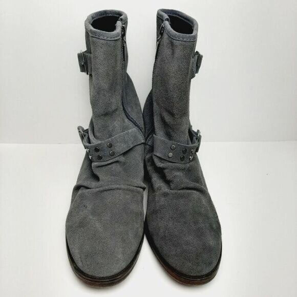 BEARPAW / Amethyst Genuine Suede Heeled Winter Bootie Lined Block Heel Grey 11 - Picture 5 of 16